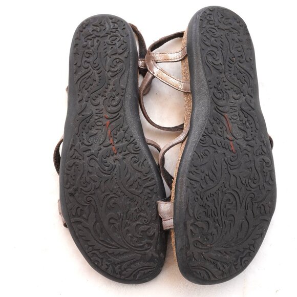 Naot Bronze Leather Open Toe Comfort Sandals Size 39 Hook & Loop Strap - Picture 5 of 8